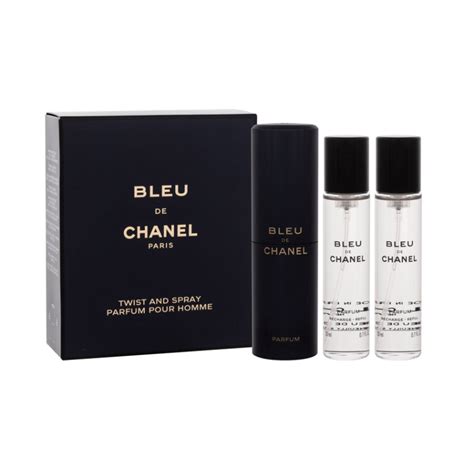 bleu de chanel parfum twist and spray 3x20ml|bleu de chanel refill set.